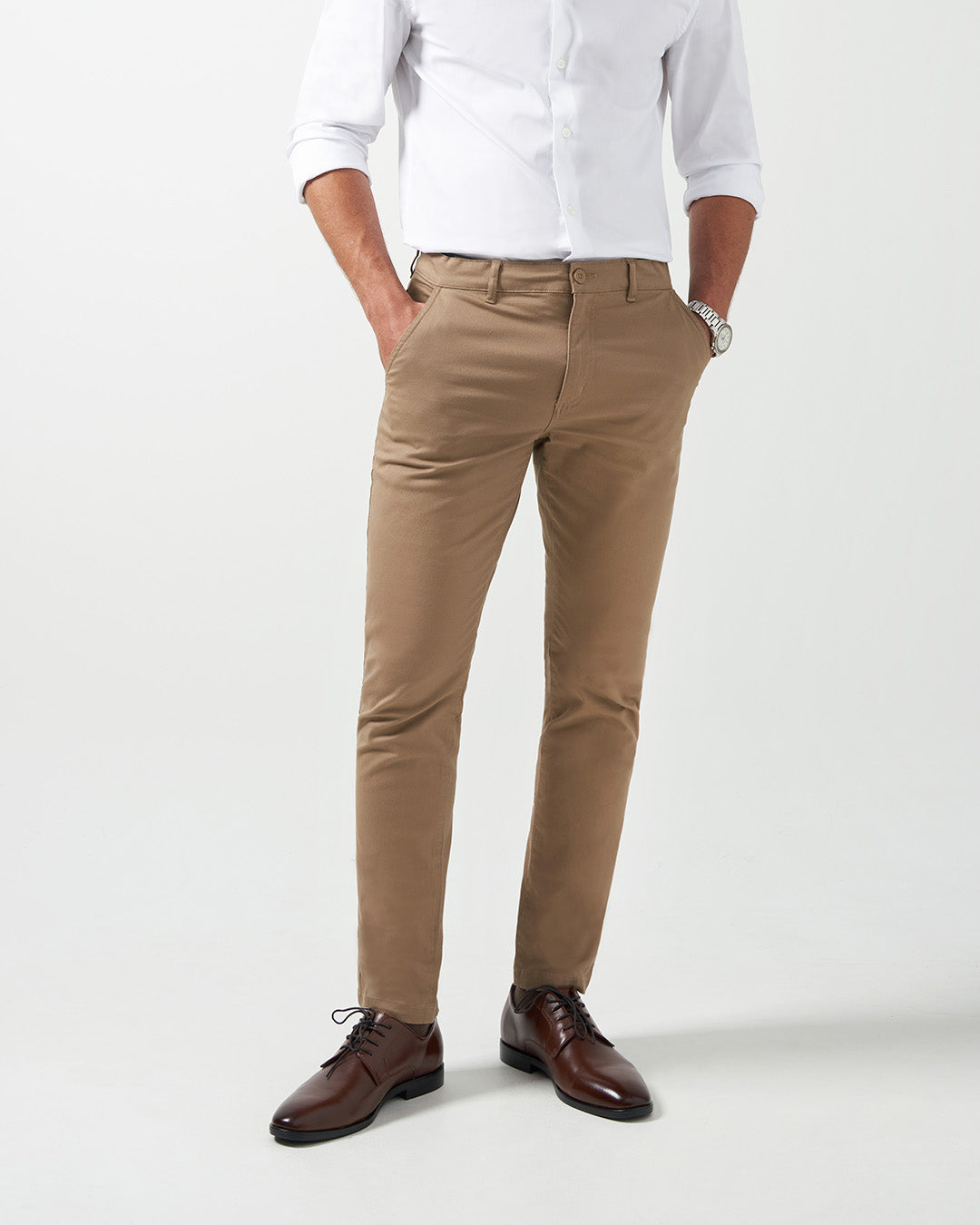 RICHARD J BROWN - SINGAPORE Model Slim Fit Stretch Cotton Chinos in Gr –  Harveys Menswear